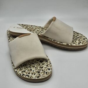 TOMS Women's Crly Cream Slide Sandals Animal Print Sole Womens 9